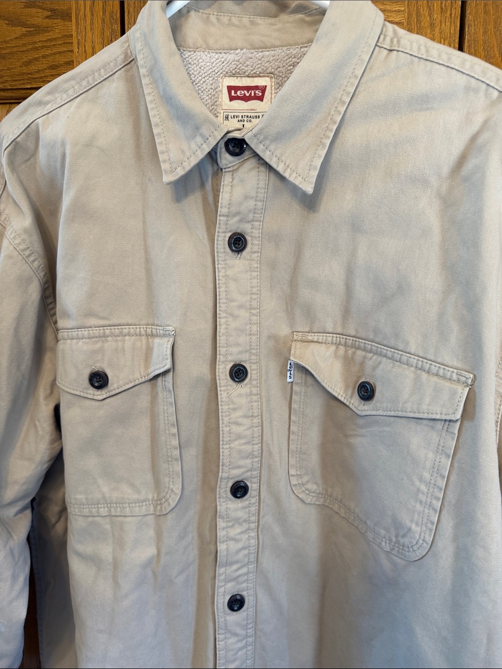 Levi's Light Tan Button-Front Worker Shirt Jacket - Picture 6 of 15
